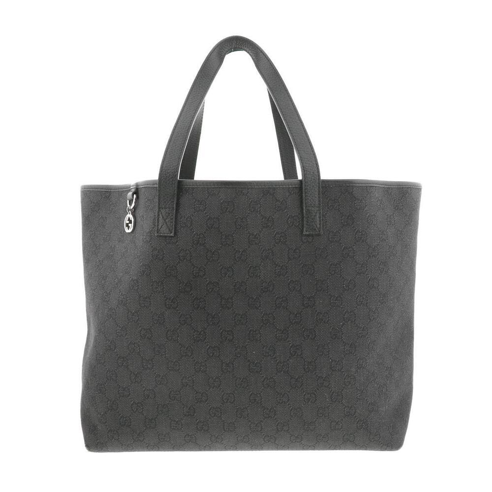 GUCCI Denim GG Tote Bag Canvas Black